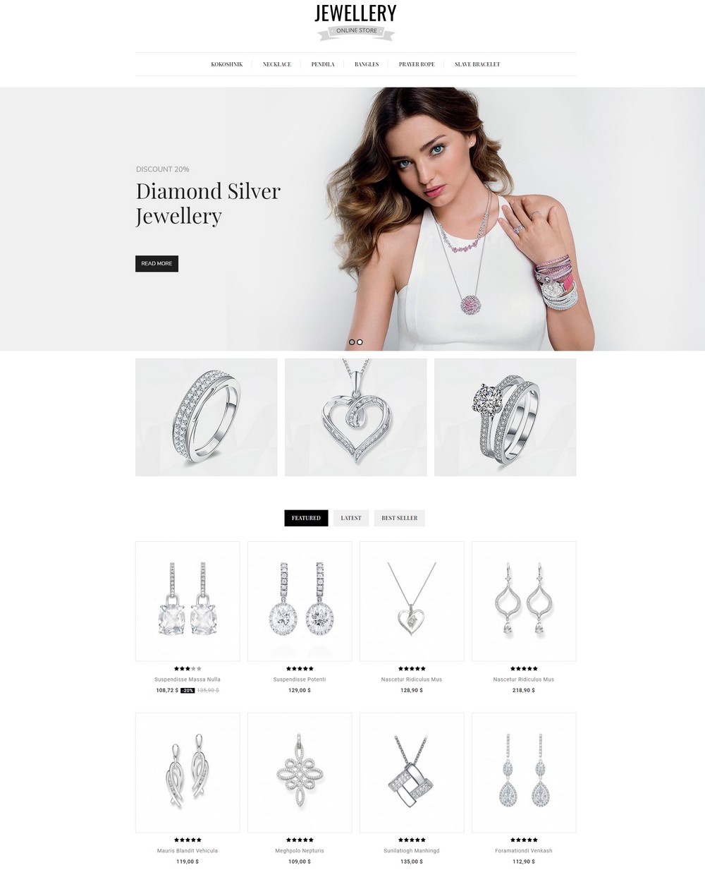 Site ecommerce pour bijoux
